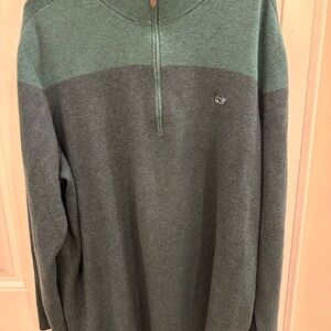 Vineyard Vines Men's Green Zip-Up Sweater